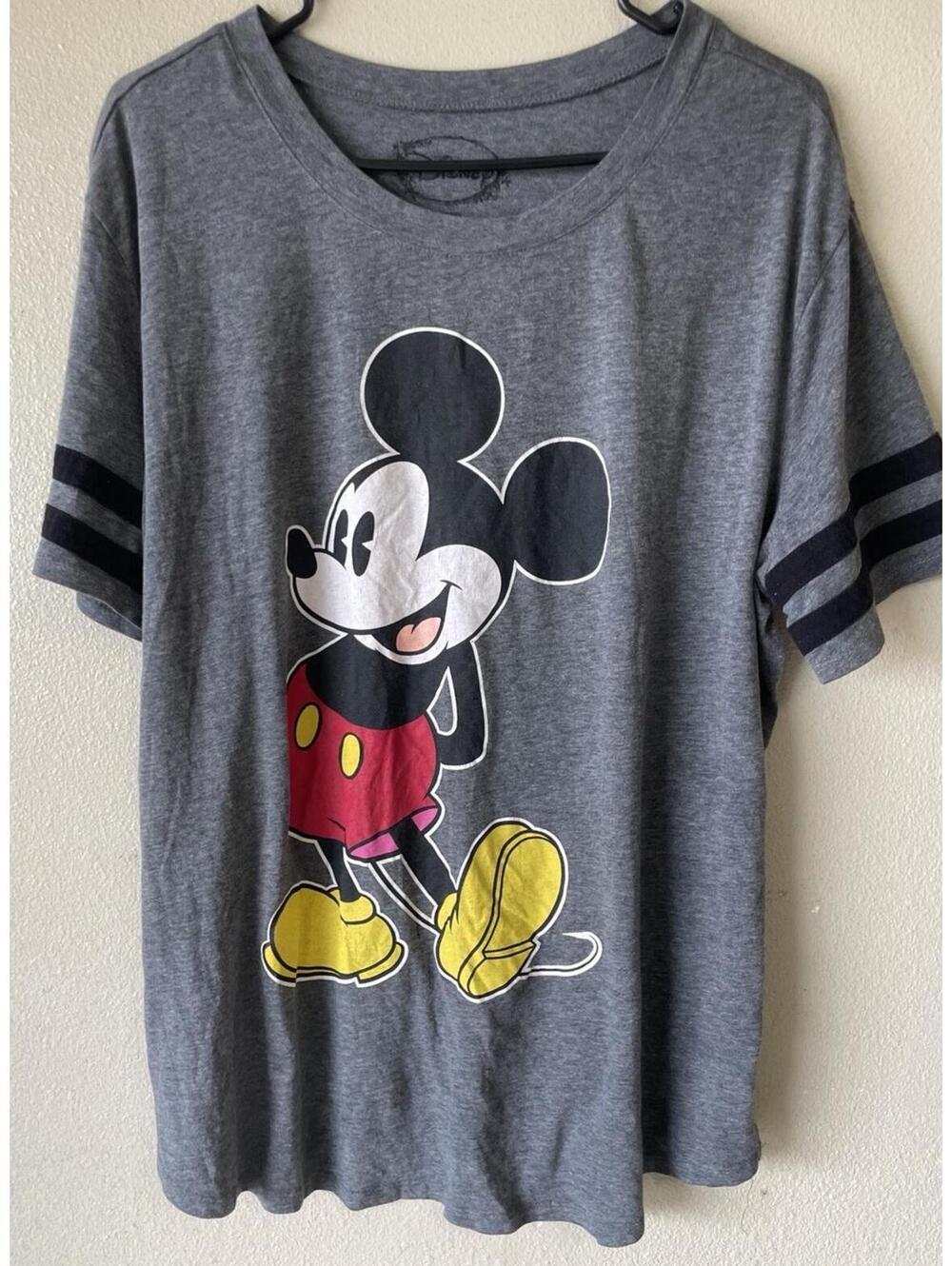 Mickey Mouse Plus Women’s Grey 2x  Short Sleeve Baseball Sporty